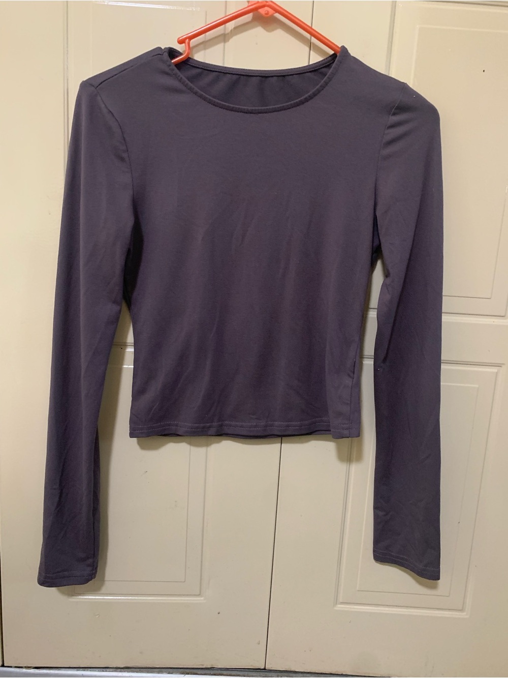 ROMWE Long Sleeve Scoop Neck Top - Purple